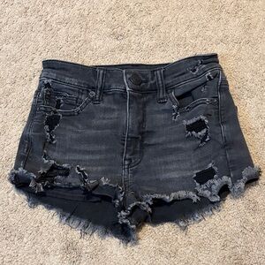 American Eagle Outfitters Black Distressed Denim Jean Shorts